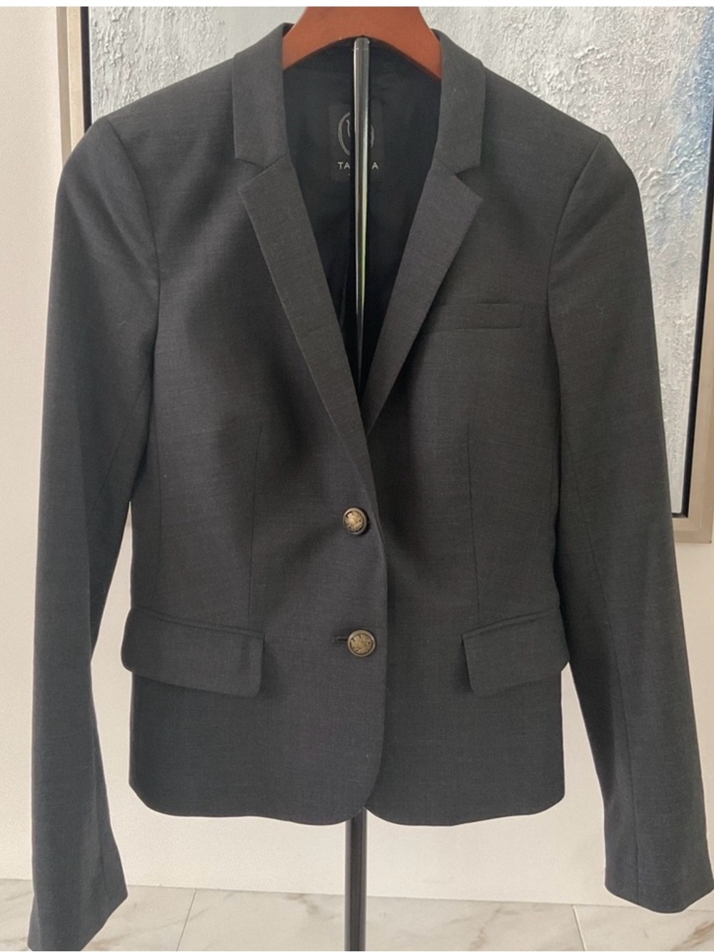 Talula Black  Women's Fitted Wool & Polyester 2 Button Blazer